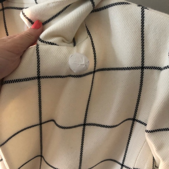 Tory Burch Holt Ivory/Cream Windowpane Coat - Picture 6 of 7
